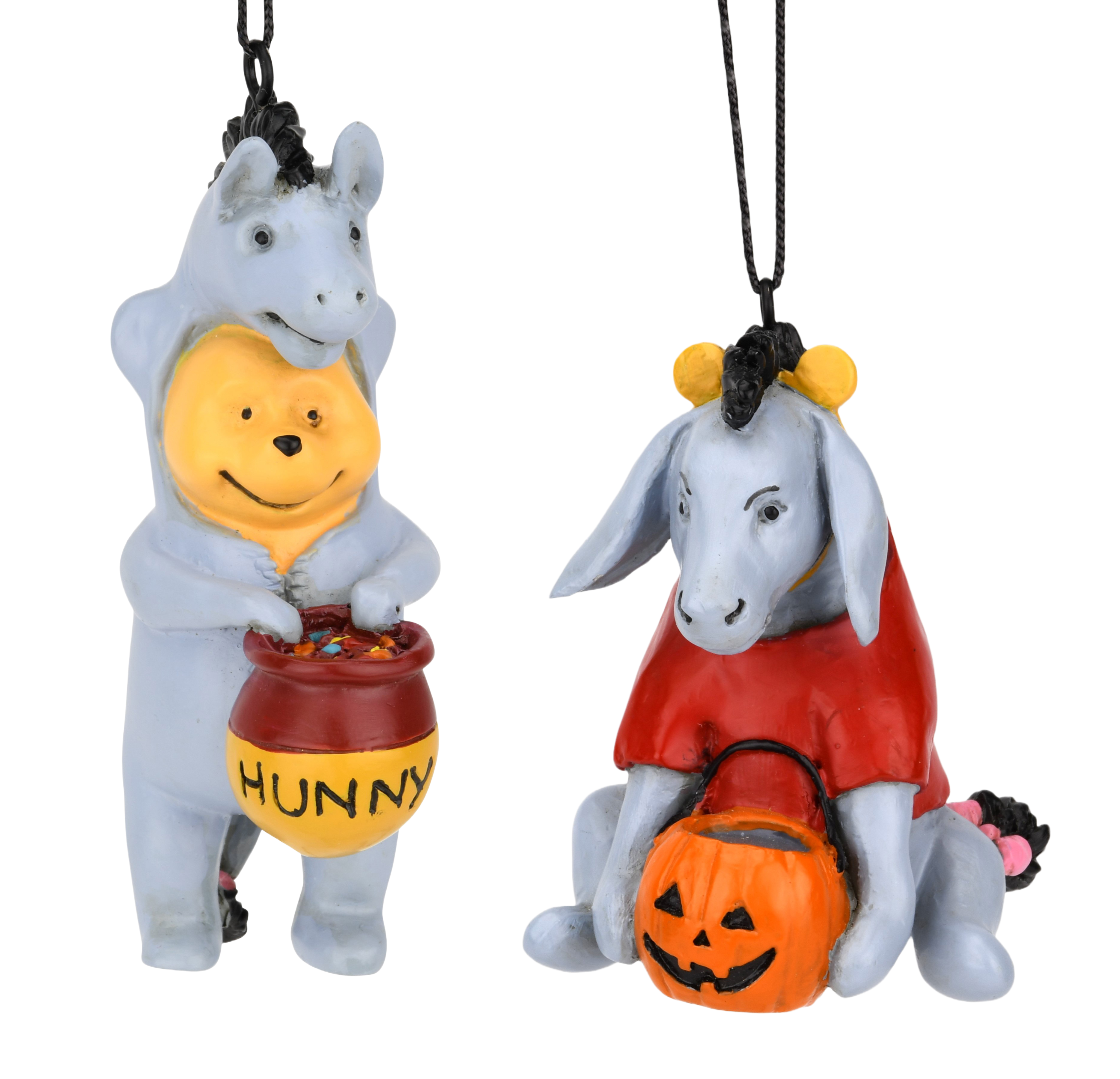 Winnie The Pooh and Eeyore Dressed up as Each Other for Trick or Treating Cute Halloween Ornaments