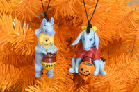 Winnie The Pooh and Eeyore Dressed up as Each Other for Trick or Treating Cute Halloween Ornaments