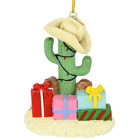 Cactus Christmas Tree with Cowboy Boots Cowboy Hats and Presents Ornament
