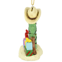 Cactus Christmas Tree with Cowboy Boots Cowboy Hats and Presents Ornament