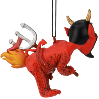 Devil's Cookout Funny Christmas Ornament with The Devil Cooking a Hot Dog