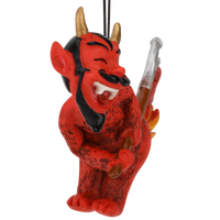 Devil's Cookout Funny Christmas Ornament with The Devil Cooking a Hot Dog