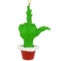 Green Hand Giving the Middle Finger Naughty Christmas Ornament