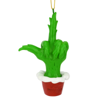 Green Hand Giving the Middle Finger Naughty Christmas Ornament