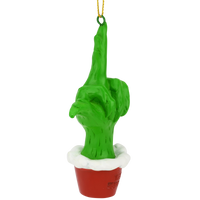 Green Hand Giving the Middle Finger Naughty Christmas Ornament