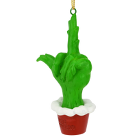 Green Hand Giving the Middle Finger Naughty Christmas Ornament