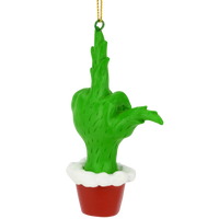 Green Hand Giving the Middle Finger Naughty Christmas Ornament