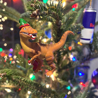 Raptor Dinosaur Christmas Ornament Velociraptor with a Stocking