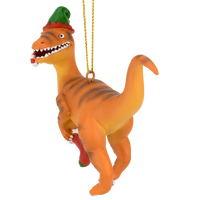 Raptor Dinosaur Christmas Ornament Velociraptor with a Stocking