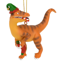 Raptor Dinosaur Christmas Ornament Velociraptor with a Stocking