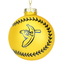 Tree Buddees x Savannah Bananas Yellow Banana Ball Baseball Shaped Glass Official Banana Ball Ornament - Limited Edition