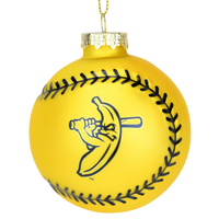 Tree Buddees x Savannah Bananas Yellow Banana Ball Baseball Shaped Glass Official Banana Ball Ornament - Limited Edition