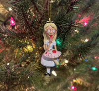 Alice in Wonderland Eating Magic Mushrooms Funny Christmas Ornaments