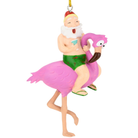 Santa Riding a Pink Flamingo Tropical Christmas Ornament Decoration