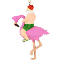 Santa Riding a Pink Flamingo Tropical Christmas Ornament Decoration