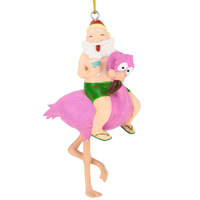 Santa Riding a Pink Flamingo Tropical Christmas Ornament Decoration