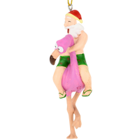 Santa Riding a Pink Flamingo Tropical Christmas Ornament Decoration