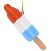 Retro Patriotic Red White and Blue Popsicle Christmas Ornament