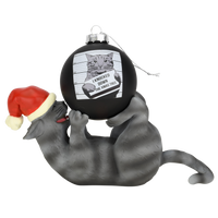 Playing Cat Christmas Ornament Display Holder 10" x 4.5" (Black Cat)