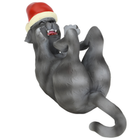 Playing Cat Christmas Ornament Display Holder 10" x 4.5" (Black Cat)