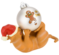 Playing Cat Christmas Ornament Display Holder 10" x 4.5" (Orange Cat)