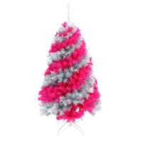 SALE - Pink and Silver Swirl Colored Artificial Christmas / Valentines Day Artificial Tree. With White LED Lights