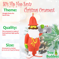 80's Hip Hop Dark Tone Santa Resin Christmas Ornament