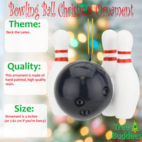 Bowling Ball and Pins Christmas Ornaments