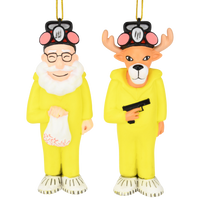 Breaking Bulbs 2-Pack Funny Parody Santa & Reindeer in Hazmat Suits
