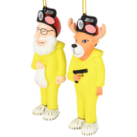 Breaking Bulbs 2-Pack Funny Parody Santa & Reindeer in Hazmat Suits