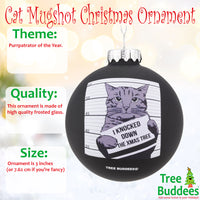 Cat Mugshot Glass Christmas Ornament