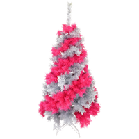 SALE - Pink and Silver Swirl Colored Artificial Christmas / Valentines Day Artificial Tree. With White LED Lights