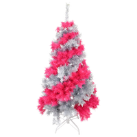 SALE - Pink and Silver Swirl Colored Artificial Christmas / Valentines Day Artificial Tree. With White LED Lights