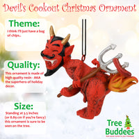 Devil's Cookout Funny Christmas Ornament with The Devil Cooking a Hot Dog