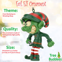 Evil Elf with Bloody Knife Halloween - Christmas Ornament