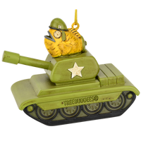 Funny Fish Tank Ornament Goldfish Driving an Army Tank