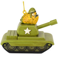 Funny Fish Tank Ornament Goldfish Driving an Army Tank