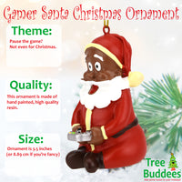 Gamer Santa Claus Video Gaming Christmas Ornament - Dark Tone