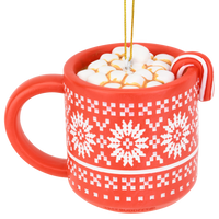 Hot Cocoa Mug with Marshmallows & Candy Cane Hot Chocolate Ornament