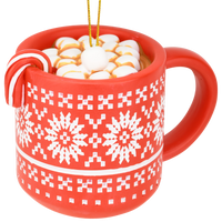 Hot Cocoa Mug with Marshmallows & Candy Cane Hot Chocolate Ornament
