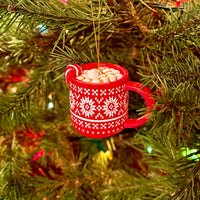 Hot Cocoa Mug with Marshmallows & Candy Cane Hot Chocolate Ornament