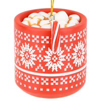 Hot Cocoa Mug with Marshmallows & Candy Cane Hot Chocolate Ornament