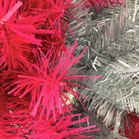 SALE - Pink and Silver Swirl Colored Artificial Christmas / Valentines Day Artificial Tree. With White LED Lights