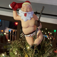 Stripping Santa Funny Stripper Christmas Tree Topper - Large 10"