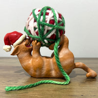 Playing Cat Christmas Ornament Display Holder 10" x 4.5" (Orange Cat)