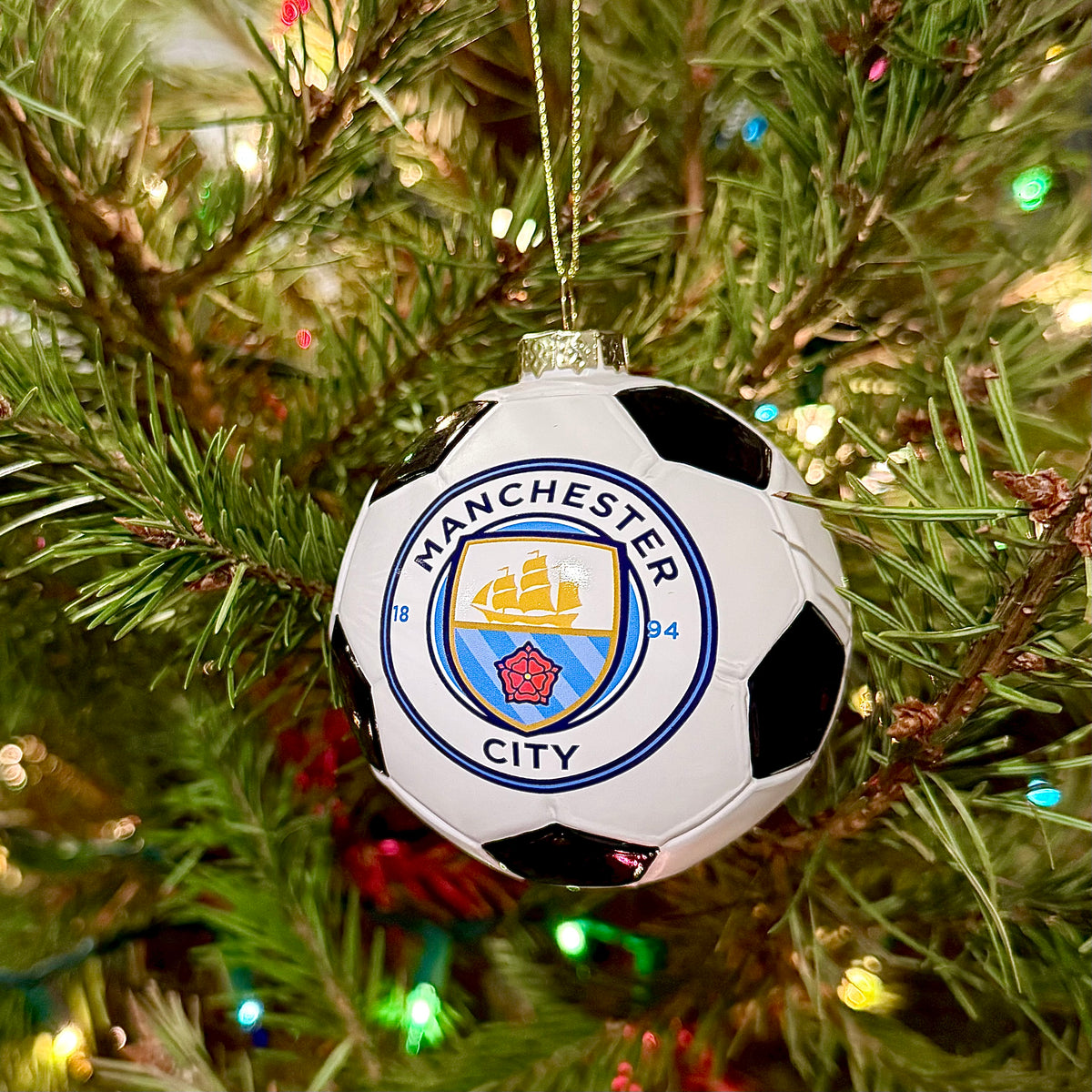 Tree Buddees x Manchester City Bauble Glass Soccer Ball