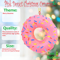 Pink Donut Dessert Food Christmas Ornament