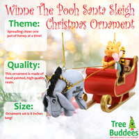 Winne The Pooh Santa Sleigh with Eeyore and Piglet 2pcs Large Christmas Ornament Decoration