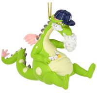 Puffin The Magic Dragon Funny Green Dragon Smoking Ornament