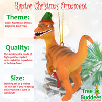 Raptor Dinosaur Christmas Ornament Velociraptor with a Stocking
